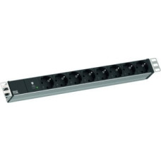 Bachmann Listwa zasilająca Bachmann BACHMANN 19 1U 8xCEE7/3 RAL7035 1xSPD-Plus 2,0m CEE7/7