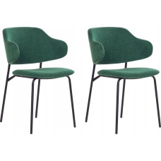 Beliani Tkanina Krzesło do jadalni Zestaw 2 Ciemnozielony KENAI