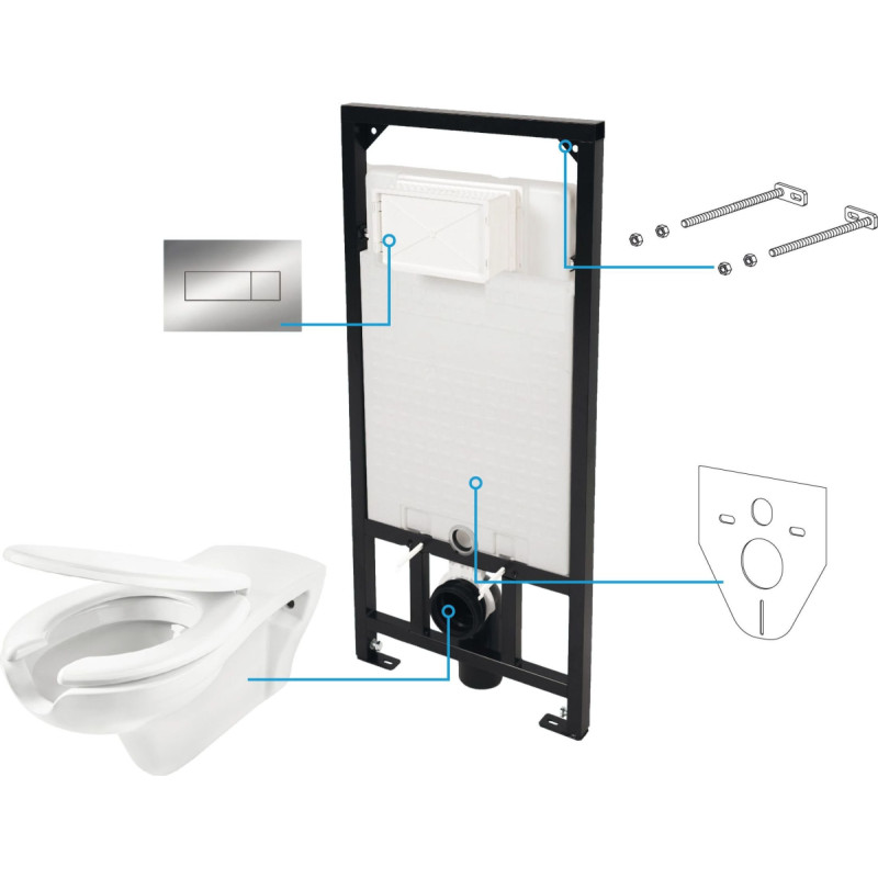 Deante Zestaw podtynkowy Deante MISKA USTĘPOWA VITAL BIAŁA WISZĄCA + DESKA WOLNOOPADAJĄCA + STELAŻ PODTYNKOWY CDVS6WPW