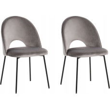 Beliani Zestaw 2 krzeseł do jadalni welurowy szary COVELO