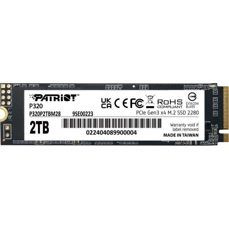 Patriot Dysk SSD Patriot P320 2TB M.2 2280 PCI-E x4 Gen3 NVMe (P320P2TBM28)