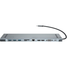 Baseus Enjoyment Series Multi-functional Type-C intelligent HD HUB（PD/HD4K*2/VGA/RJ45/SD/TF/USB*3/Audio*1/Stand)Dark gray