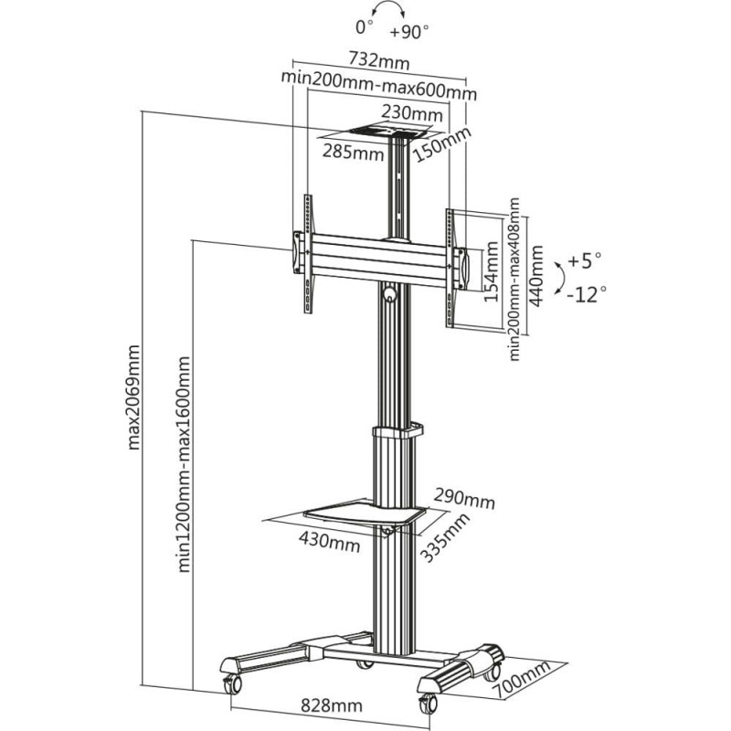 Inline Stojak podłogowy 23170A 37'' - 70''