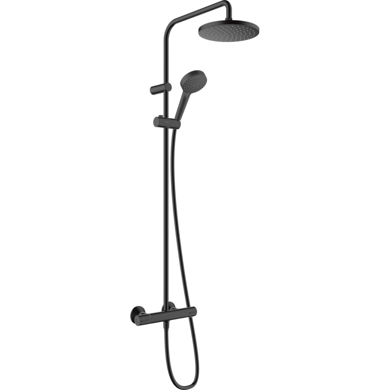 Thermostatic shower system Hansgrohe Vernis Blend 200, 1jet Showerpipe, black matt, 26276670