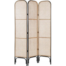 Beliani 3-panelowy składany parawan pokojowy rattanowy 105 x 180 cm naturalny z czarnym POTENZA