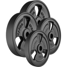 Marbo Sport 30mm svara diski Tri-Grip rubberized cast iron weight plates set 30 kg / 2 x 10 kg + 2 x 5 kg - Marbo Sport