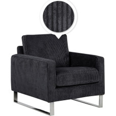 Beliani Fotel sztruksowy czarny VIND