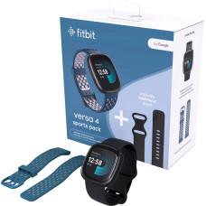 Fitbit Versa 4 (EU Bundle) | Smart watch | NFC | GPS (satellite) | AMOLED | Touchscreen | Activity monitoring 24/7 | Waterproof | Bluetooth | Wi-Fi | Black/Sapphire