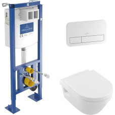 Villeroy&Boch Pakabinamo WC komplektas Villeroy  amp Boch 92230900 (rėmas)+4694HR01 (wc)+92249068 (mygt)