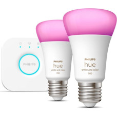 Philips Hue Zestaw startowy mostek + 2 x żarówka E27 9W RGBW (929002468810)