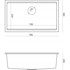 Graniteq Zlewozmywak GraniteQ LOGAN 110 GraniteQ zlewozmywak pure carbon 76x44x23,5 cm 1-komorowy podwieszany z syfonem manualnym miedziany