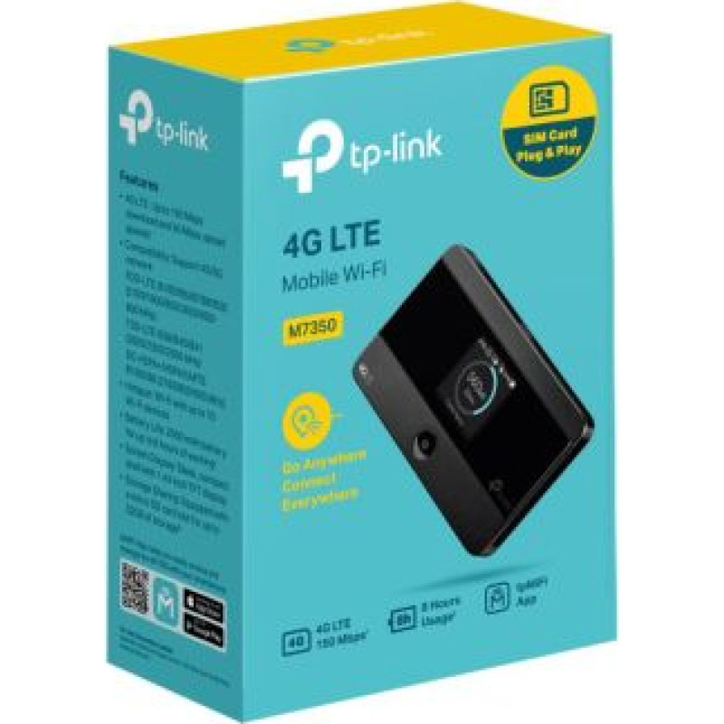 Tp-Link Mobile Wi-Fi M7350 4G, 300Mbps, 802.11n, Black EU