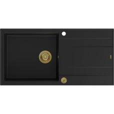 Graniteq Zlewozmywak GraniteQ EVAN 146 XL GraniteQ zlewozmywak z syfonem Push 2 Open 1-komorowy z/o (1000x500x210; kom. 420x480) pure carbon / elementy złote