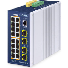 Planet IGS-6325-16P4S łącza sieciowe Zarządzany L3 Gigabit Ethernet (10/100/1000) Obsługa PoE Aluminium, Niebieski