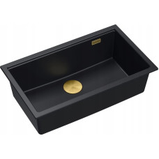 Graniteq Zlewozmywak GraniteQ LOGAN 110 GraniteQ zlewozmywak pure carbon 76x44x23,5 cm 1-komorowy wpuszczany z syfonem manualnym złoty