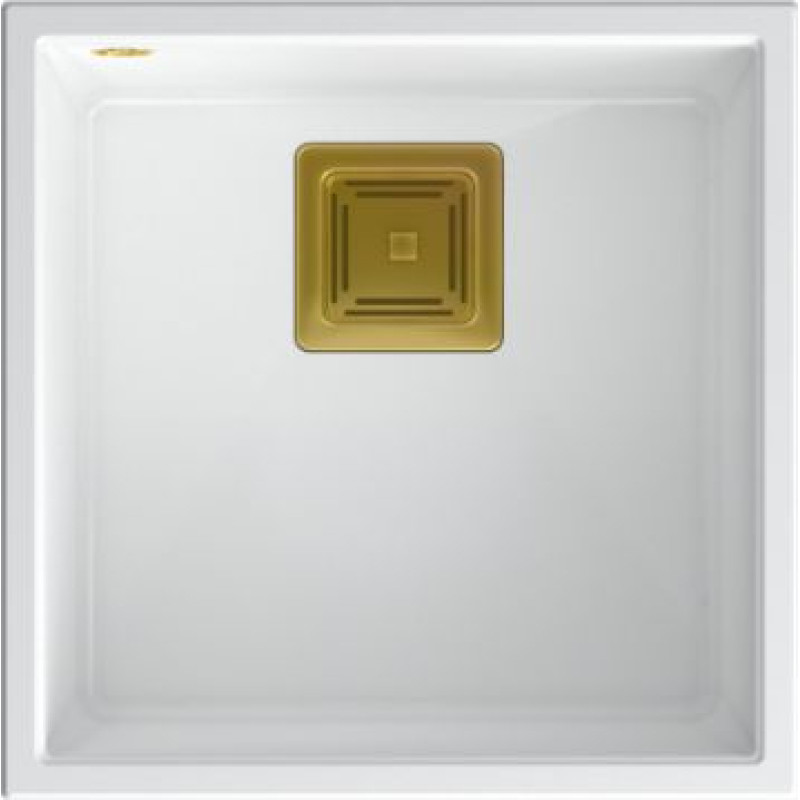 Quadron Zlewozmywak Quadron DAVID 40 GraniteQ snow white/elementy złote