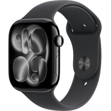 Apple Watch Series 11 GPS + Cellular 46mm Jet Black Aluminium Case with Black Sport Band - M/L