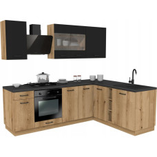 Maruś MEBLE KUCHENNE ZESTAW VARIO 240X180CM Z4 CZARNY/EVOKE BLAT DISTRICT BEZ AGD