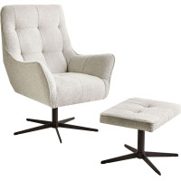Beliani Fotel obrotowy MOLLE II Z podnóżkiem Jasnobeżowy