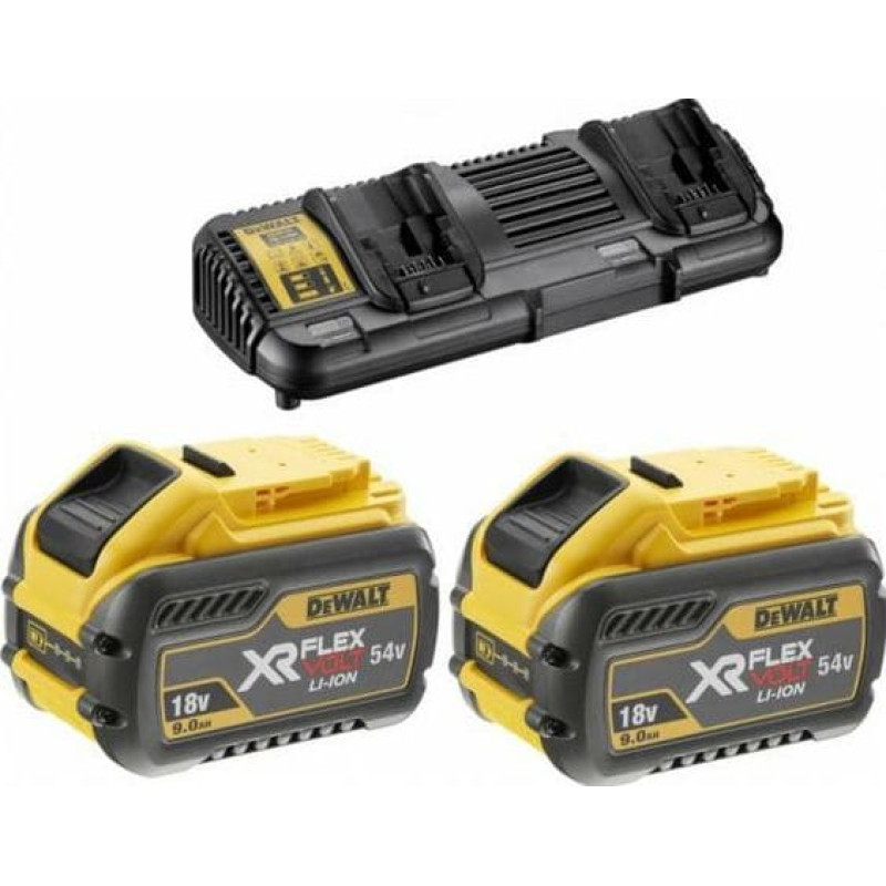 Dewalt DEWALT.ZESTAW FLEXVOLT 2x9.0Ah + ŁADOWARKA PODWÓJNA 4A DCB132X2-QW