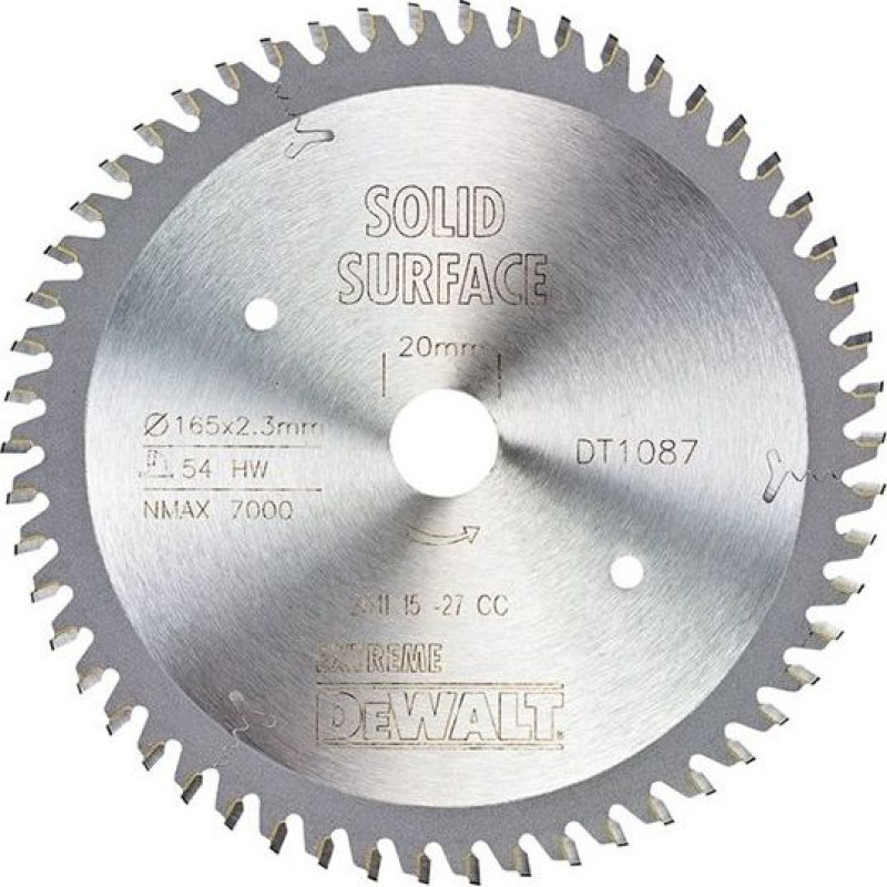 Dewalt tarcza pilarska do zagłębiarek 165x20mm, 54 zęby MTCG, bardzo dokładne, czyste cięcie (DT1087-QZ)