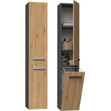 Top E Shop Topeshop NEL IV ANT/ART bathroom storage cabinet Graphite, Oak