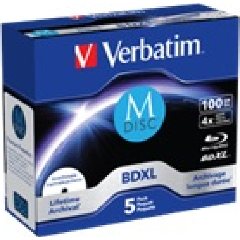 Verbatim M-DISC BD-R XL 100GB/1-4x Jewelcase (5 Disc) - Archivmedium