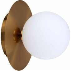 Light Prestige Kinkiet Light Prestige Złoty metalowy kinkiet Roma szklana mleczna bańka nad lustro