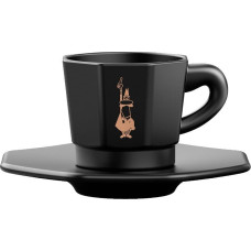 Bialetti Bialetti - Zestaw 4 filiżanek z podstawką - Czarny z miedzianym logo