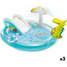 Intex Inflatable Paddling Pool for Children Intex Playground Crocodile 201 x 84 x 17 cm (3 Units)