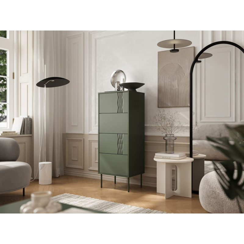 Cama Meble 4S TRESSE chest of drawers 50x40x125 matte green