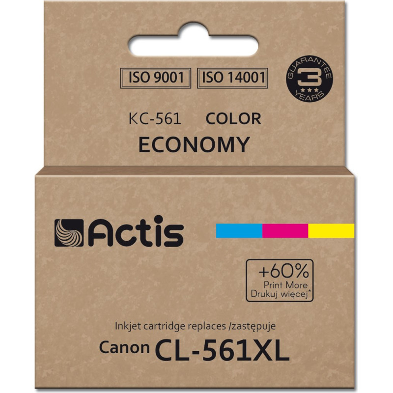 Actis KC-561 Canon printer ink, replacement Canon CL-561XL; Supreme; 18ml; blue, purple, yellow. Prints 60% more than the OEM.