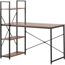 Edm Product Desk with Shelf EDM 75196 Black Wood Metal 121 x 120 x 64 cm