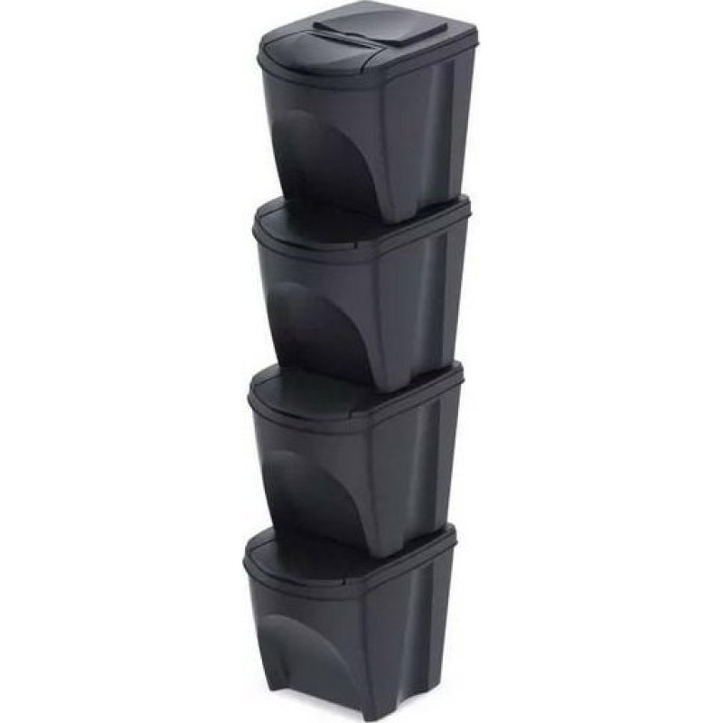 Prosperplast Kosz na śmieci Prosperplast KEDEN KOSZ NA ŚMIECI SORTIBOX 25L SET 4 - ANTRACYT ECO WOOD