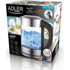 Adler AD 1247 NEW electric kettle 1.7 L 2200 W Hazelnut, Stainless steel, Transparent