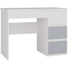 Topeshop Biurko Topeshop Biurko z 4 szufladami, prawe, Mijas, 98x51x76 cm, biały, niebieski