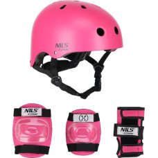 Nils Extreme Komplekts MR290+H290 HELMET WITH PROTECTORS SET PINK SIZE M NILS EXTREME