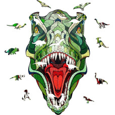 Ecowoodart EWA Drewniane Puzzle 3D Klocki Układanka T-Rex