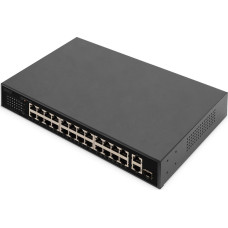 Digitus Switch Digitus Digitus Przełącznik 24-portowy PoE FE, 2 porty uplink (SFP / RJ45)