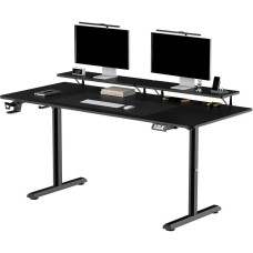 Ultradesk Biurko, elektycznie regulowany, 160X70 cm, 72-117 cm, HIGHLANDER XXL BLACK, czarny, ULTRADESK