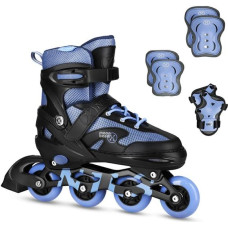 Nils Extreme Komplekts NA0189 SET LED IN-LINE SKATES HELMET AND PROTECTORS MOONBEAM BLUE SIZE. M(35-38) NILS EXTREME