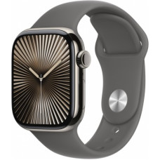 Apple Watch Series 10 GPS + Cellular 42 mm Natural Titanium Case with Stone Grey Sport Band - M/L