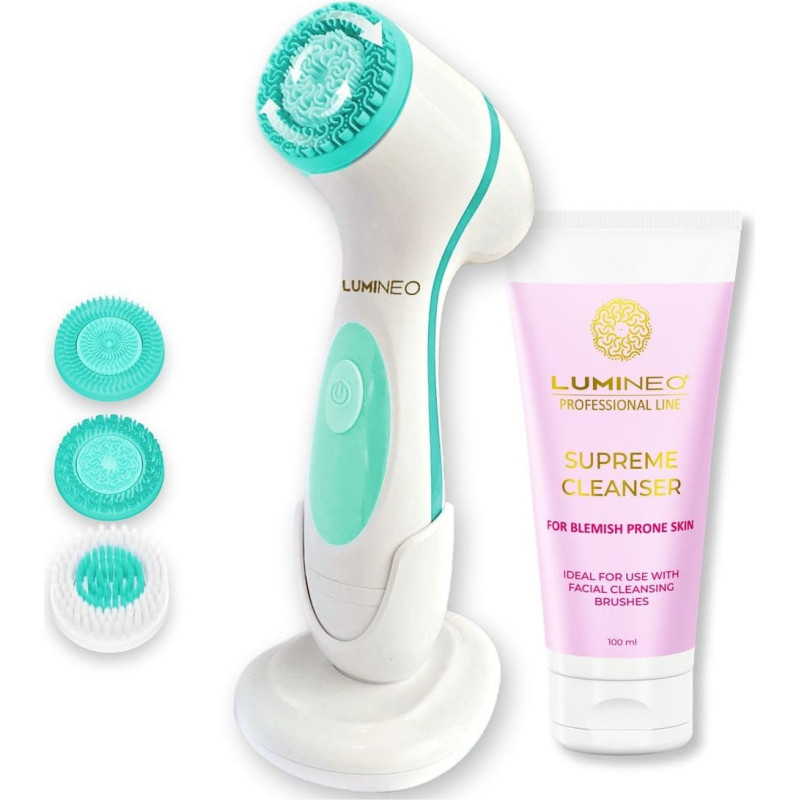 Mizon LUMINEO Professional Line Szczoteczka do twarzy Brush turkusowa + Żel oczyszczajacy Lumineo do skóry trądzikowej i problematycznej 100 ml