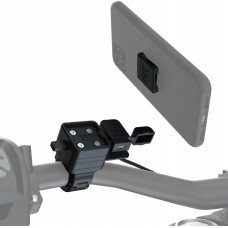 4Kom.pl Uchwyt do telefonów CLIQR dodatkowy adapter z gniazdem usb, montowany do kierownicy, typ c OXFORD (kolor czarny, 12V, 3A)
