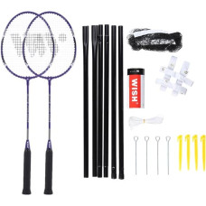 Wish Komplekts ALUMTEC 4466 BADMINTON ROCKET SET PURPLE 2 GAB 3 GAB SHUTTLECOCKS NET LINE WISH