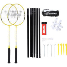 Wish Komplekts ALUMTEC 4466 BADMINTON ROCKET SET DZELTENS 2GAB SHUTTLECOCKS 3GAB NET LINE WISH