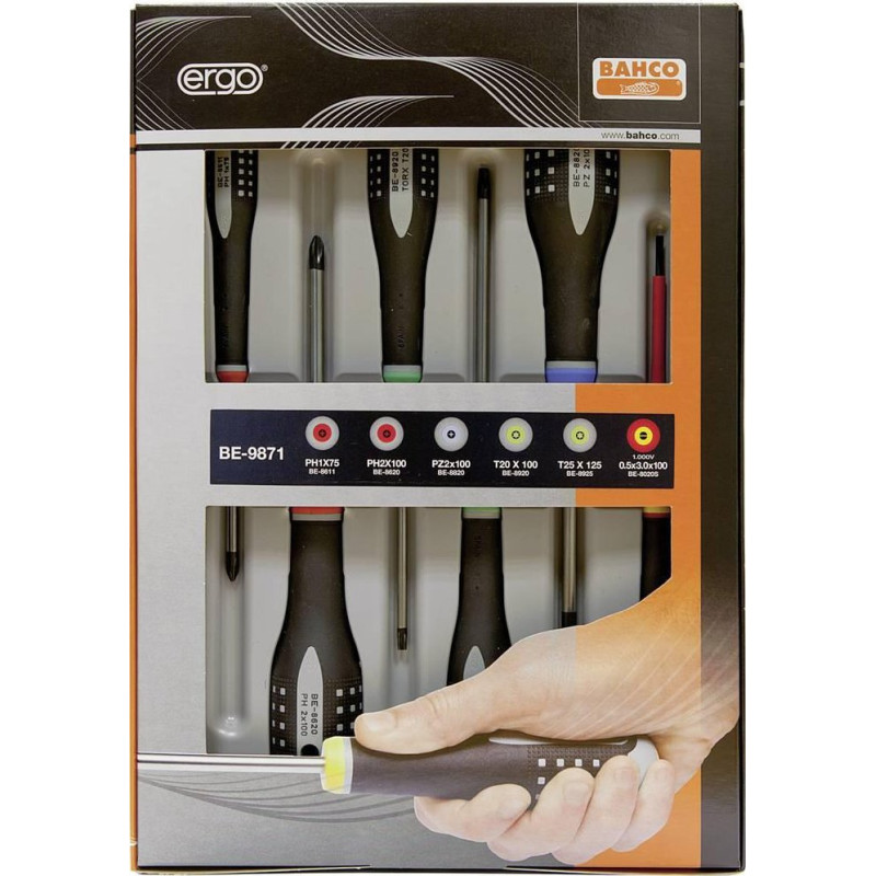 Bahco WKRETAKI ERGO ZESTAW BE-9871 + MAGNEZYTER/DEM. GRATIS - BE-9871/M781