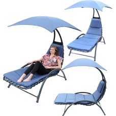 Saska Garden LEŻAK FOTEL Z PARASOLEM BERGAMO 200x125x180CM GRANAT