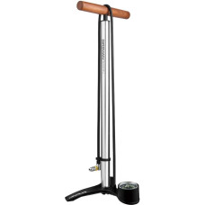 Lezyne Pompka podłogowa BIRZMAN The Pump with Helix (Presta/Schrader/Dunlop), 220psi/15bar, CNC, Srebrna, Drewno lakierowane (NEW)
