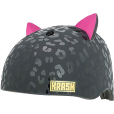 C-Preme Kask dziecięcy juniorski KRASH LEOPARD KITTY BLACK roz. M YOUTH FS 8+ (54-58 cm) (NEW 2025)